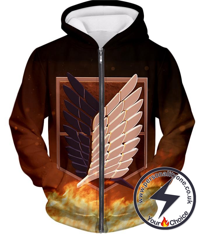 Attack on Titan The Brave Survey Corps Logo Zip Up Hoodie